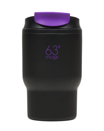 Термочашка 360 мл Чорна з фіолетовим 63mugs
